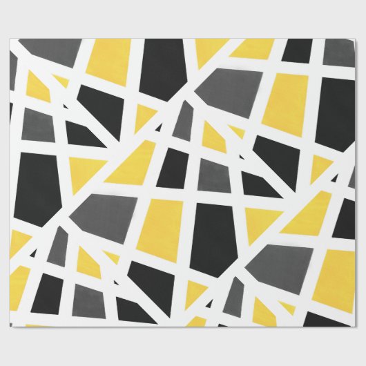 Yellow Gray Schwarz-weiß Geometric Abstrakt Geschenkpapier (Flach)
