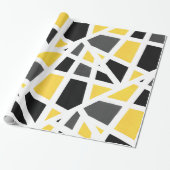 Yellow Gray Schwarz-weiß Geometric Abstrakt Geschenkpapier (Ungerollt)