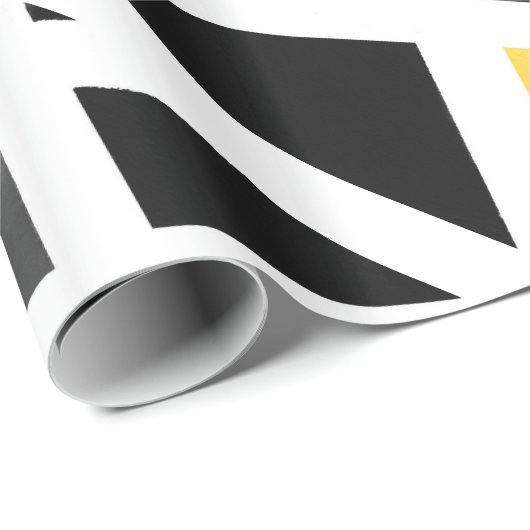 Yellow Gray Schwarz-weiß Geometric Abstrakt Geschenkpapier (Rolleneckpunkt)