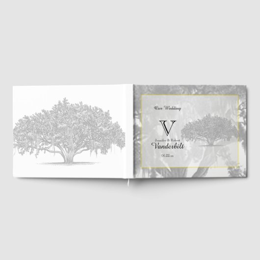 Yellow Gray Silver Mossy Oak Wedding Guest Book Gästebuch (Voll)