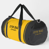 Yellow & Gray Sport Typography Gym Bag Custom Name Duffle Bag (Rechte Ecke)