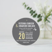 Yellow Gray Trendy Geometric Typography Wedding Einladung (Stehend Vorderseite)