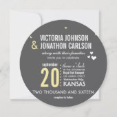 Yellow Gray Trendy Geometric Typography Wedding Einladung (Vorderseite)