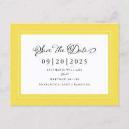Yellow Gray Trendy Save the Date Elegante Wedding Ankündigungspostkarte