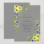 Yellow Gray Vibrant Meadow Wedding Einladung (Vorne/Hinten)