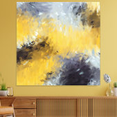 Yellow Gray White Abstract Brushstrokes Leinwanddruck (Insitu (Wohnzimmer))