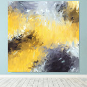 Yellow Gray White Abstract Brushstrokes Leinwanddruck (Insitu (Holzboden))