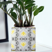 Yellow Gray White Arabesque Geometric Pattern Fliese