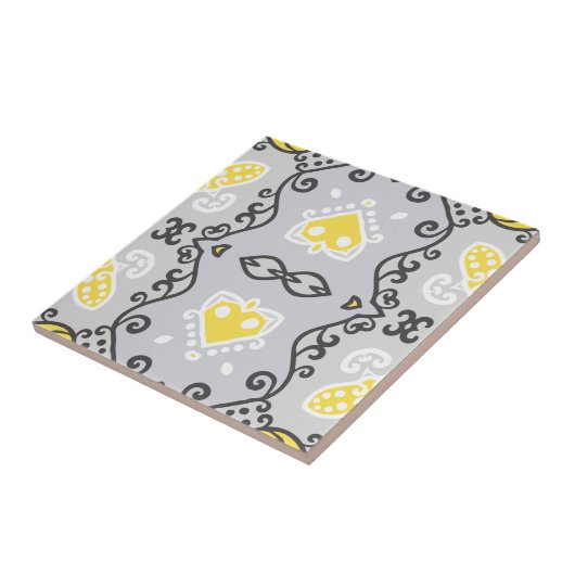 Yellow Gray White Arabesque Geometric Pattern Fliese (Seite)