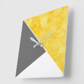 Yellow Gray White Modern Quadratische Wanduhr (Winkel)