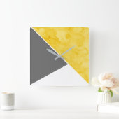 Yellow Gray White Modern Quadratische Wanduhr (Zuhause)