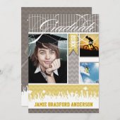 Yellow Gray Zig Zag Senior 3 Pictures Class of Ankündigung (Vorne/Hinten)