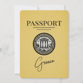 Yellow Greece Passport Save the Date Card (Vorderseite)