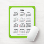 Yellow Green 52 Week Calendar von Janz 2024 Mousepad (Mit Mouse)