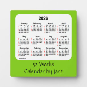 Yellow Green 52 Weeks Calendar von Janz 2026 Fotoplatte