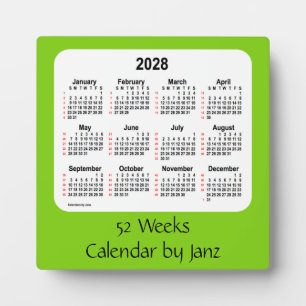 Yellow Green 52 Weeks Calendar von Janz 2028 Fotoplatte