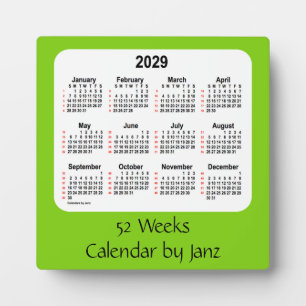 Yellow Green 52 Weeks Calendar von Janz 2029 Fotoplatte