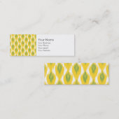 Yellow Green Abstrakt Tribal Ikat Diamond Muster Mini Visitenkarte (Vorne/Hinten)