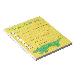 Yellow Green Alligator Krokodil Gator führt Liste  Notizblock