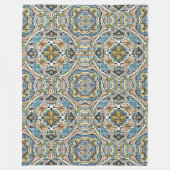 Yellow Green Aquamarin Blue Orange Angesagte Bohem Fleecedecke (Vorderseite)