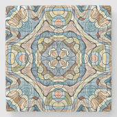 Yellow Green Aquamarin Blue Orange Angesagte Bohem Steinuntersetzer (Vorderseite)