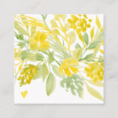 Yellow green Aquarell mädchenhaft Auftrag danke Quadratische Visitenkarte (Rückseite)