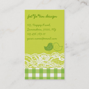 Yellow & Green Birds Scrapbook Lace Visitenkarte