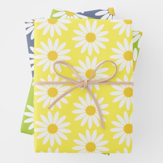 Yellow Green Blue Daisy Geschenkpapier Set (Beispiel)