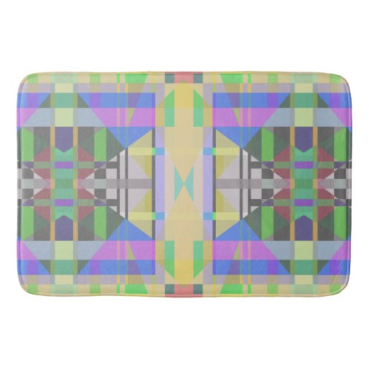 Yellow Green Blue Lila Geometric Badematte (Vorderseite)
