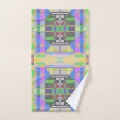 Yellow Green Blue Lila Geometric Badhandtuch Set (Handtuch)