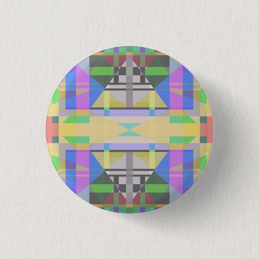 Yellow Green Blue Lila Geometric Button (Vorderseite)
