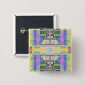 Yellow Green Blue Lila Geometric Button (Vorne & Hinten)