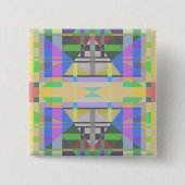 Yellow Green Blue Lila Geometric Button (Vorderseite)