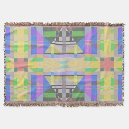 Yellow Green Blue Lila Geometric Decke (Vorderseite)