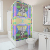 Yellow Green Blue Lila Geometric Duschvorhang (Beispiel)
