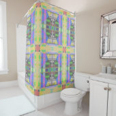 Yellow Green Blue Lila Geometric Duschvorhang (Beispiel)