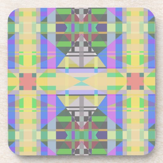 Yellow Green Blue Lila Geometric Getränkeuntersetzer (Vorderseite)