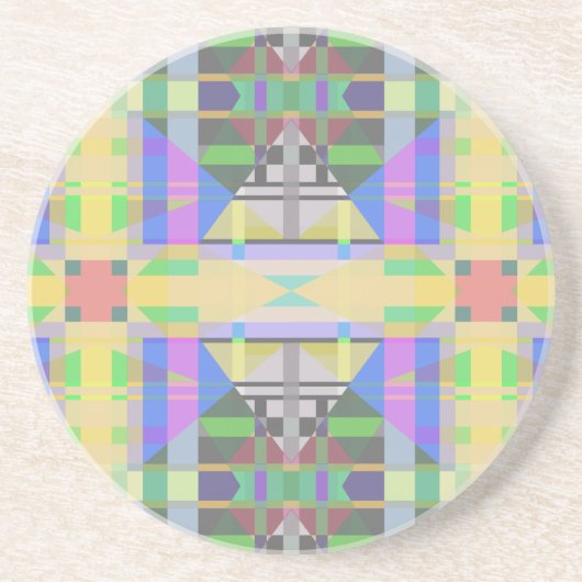 Yellow Green Blue Lila Geometric Getränkeuntersetzer (Vorne)