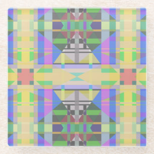 Yellow Green Blue Lila Geometric Glasuntersetzer