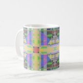 Yellow Green Blue Lila Geometric Kaffeetasse (Vorderseite Links)
