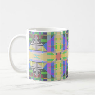 Yellow Green Blue Lila Geometric Kaffeetasse