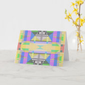 Yellow Green Blue Lila Geometric Karte (Gelbe Blume)