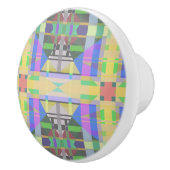 Yellow Green Blue Lila Geometric Keramikknauf (Rechts)
