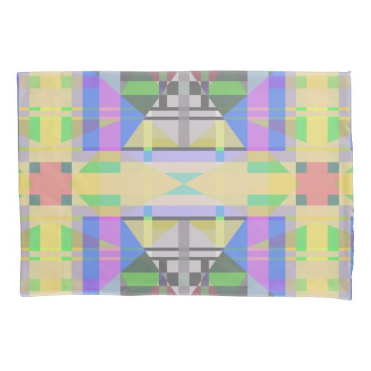 Yellow Green Blue Lila Geometric Kissenbezug (Vorderseite)