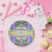 Yellow Green Blue Lila Geometric Pappteller (Party)