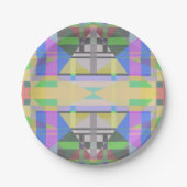 Yellow Green Blue Lila Geometric Pappteller (Vorderseite)