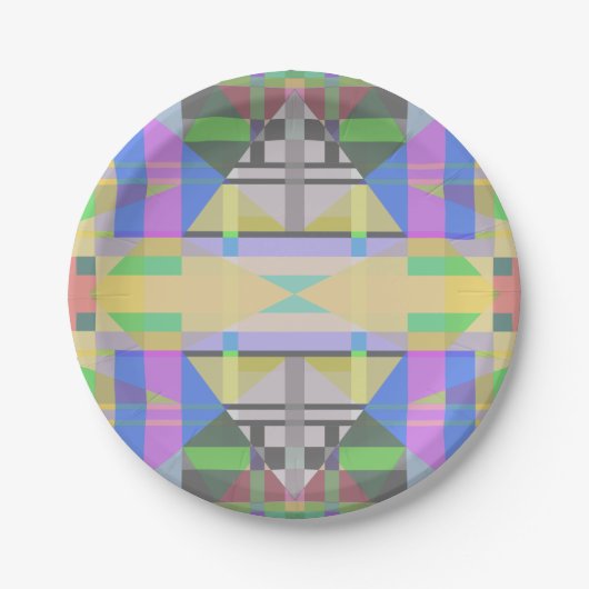 Yellow Green Blue Lila Geometric Pappteller (Vorderseite)