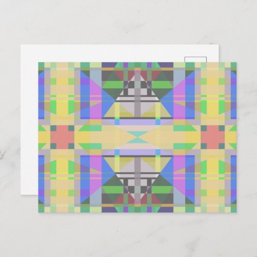 Yellow Green Blue Lila Geometric Postkarte (Vorne/Hinten)