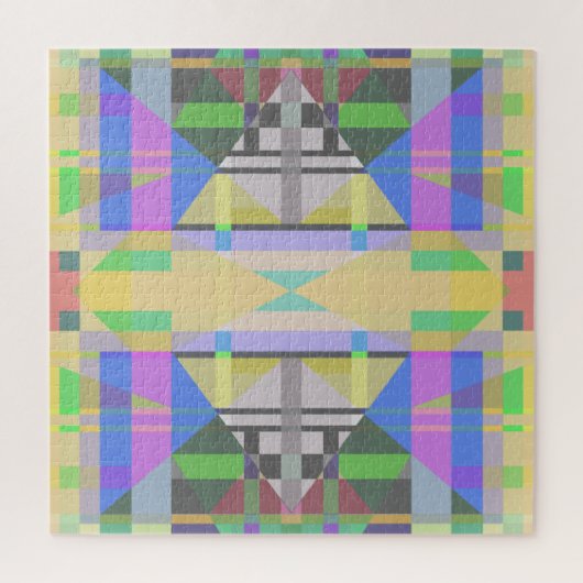 Yellow Green Blue Lila Geometric Puzzle (Vertikal)