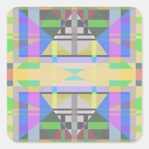 Yellow Green Blue Lila Geometric Quadratischer Aufkleber